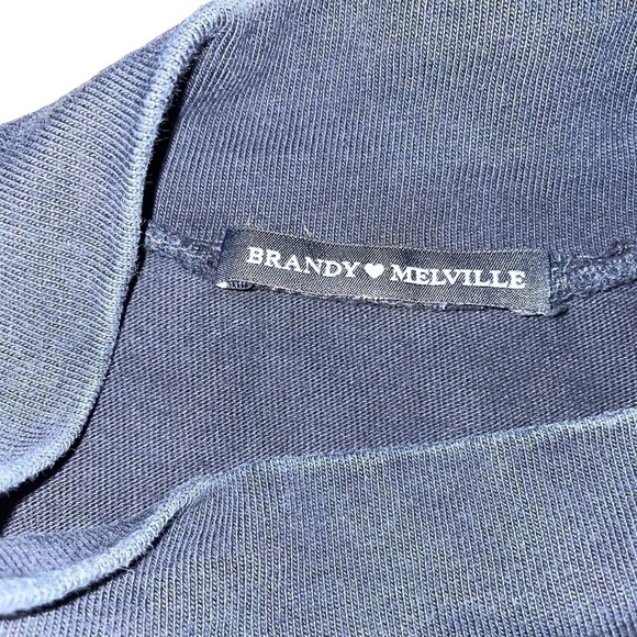 Brandy Melville Navy Mock Neck Cropped/Boxy Sweat Shirt - Long Sleeves Size 10 - Picture 5 of 5